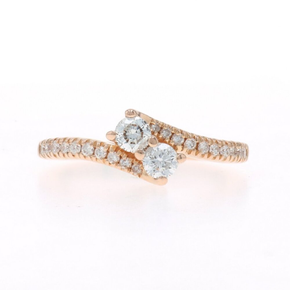 Ever Us Diamond Two-Stone Bypass Engagement Ring - Yellow Gold 14k Round .50ctw